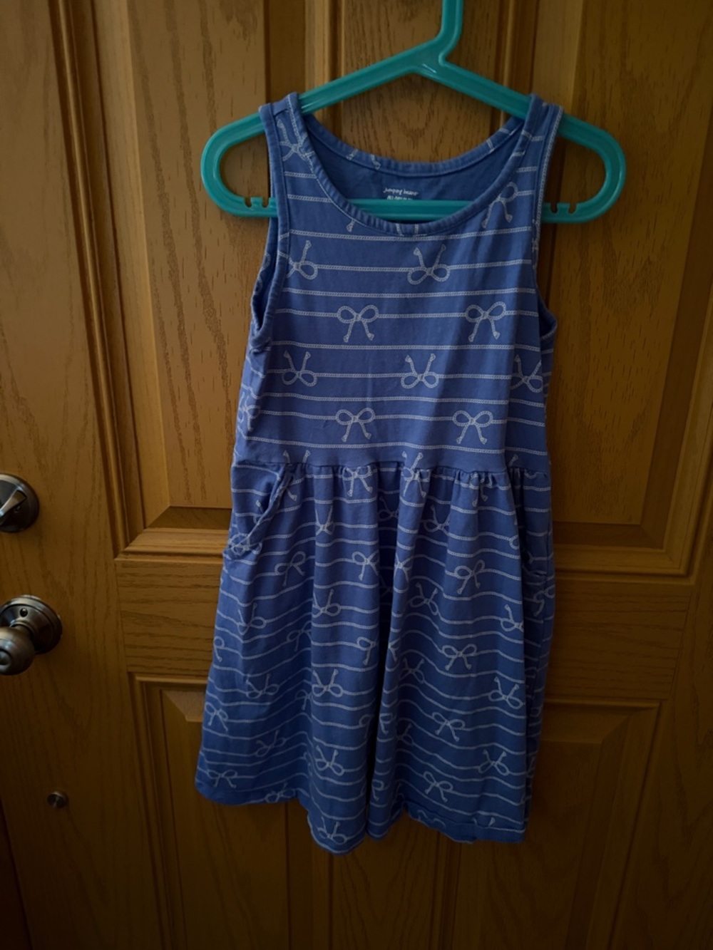 jumping beans Blue Sleeveless Bow-Stripe Girls Dress